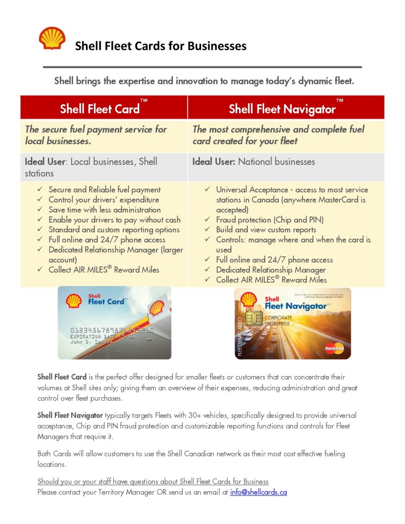 Shell Fleet Cards « Clarenville Area Consumers Coop